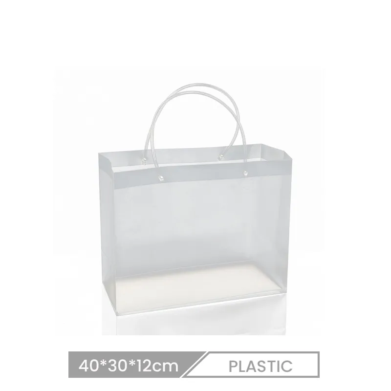 Pp Tote Bag 40*30*12cm Custom Transparent Frosted Pvc Plastic Shopping Bag